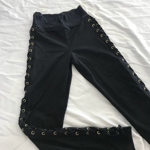 Blue life lace up leggings